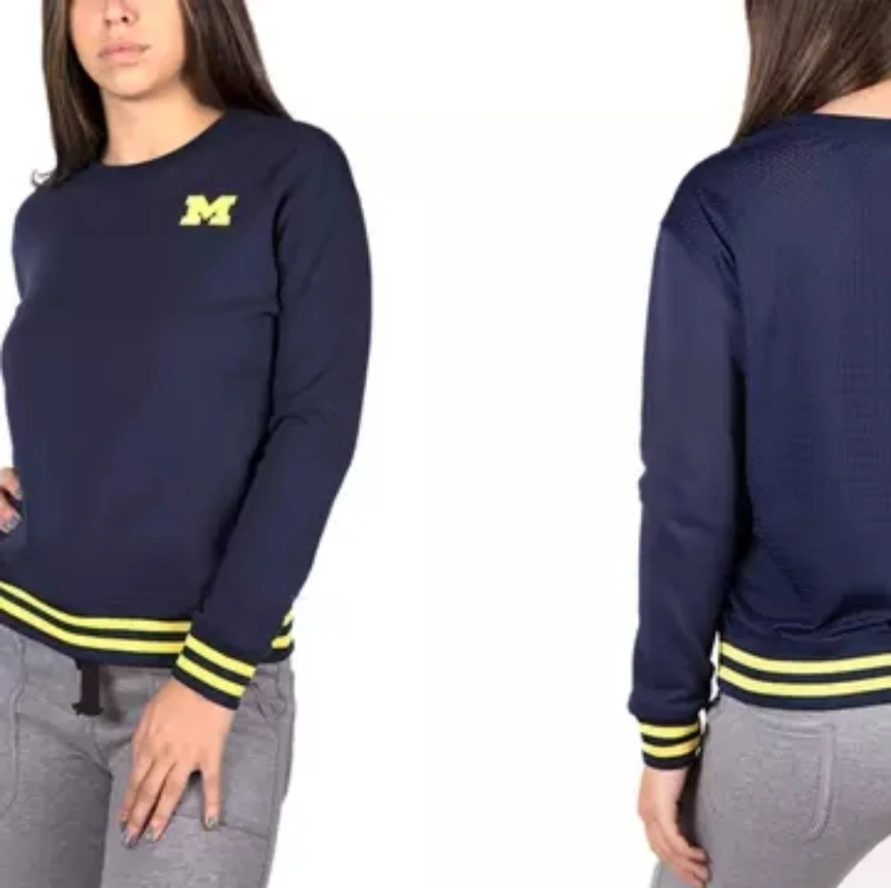 NUYU Hawkeyes Sweatshirt Women's Size Medium Black Embroidered Collage Mesh - Picture 9 of 9